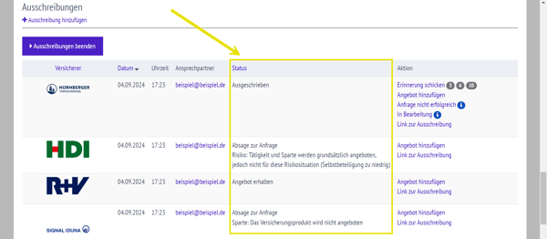 Ausschreibungen-Eigenbearbeitung-Status